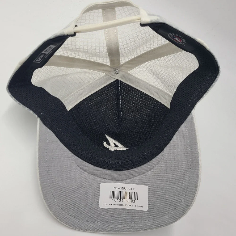 Women Atlanta Braves Hat Snapback Trucker Mesh New Era 9Forty Gray MLB Logo Apex